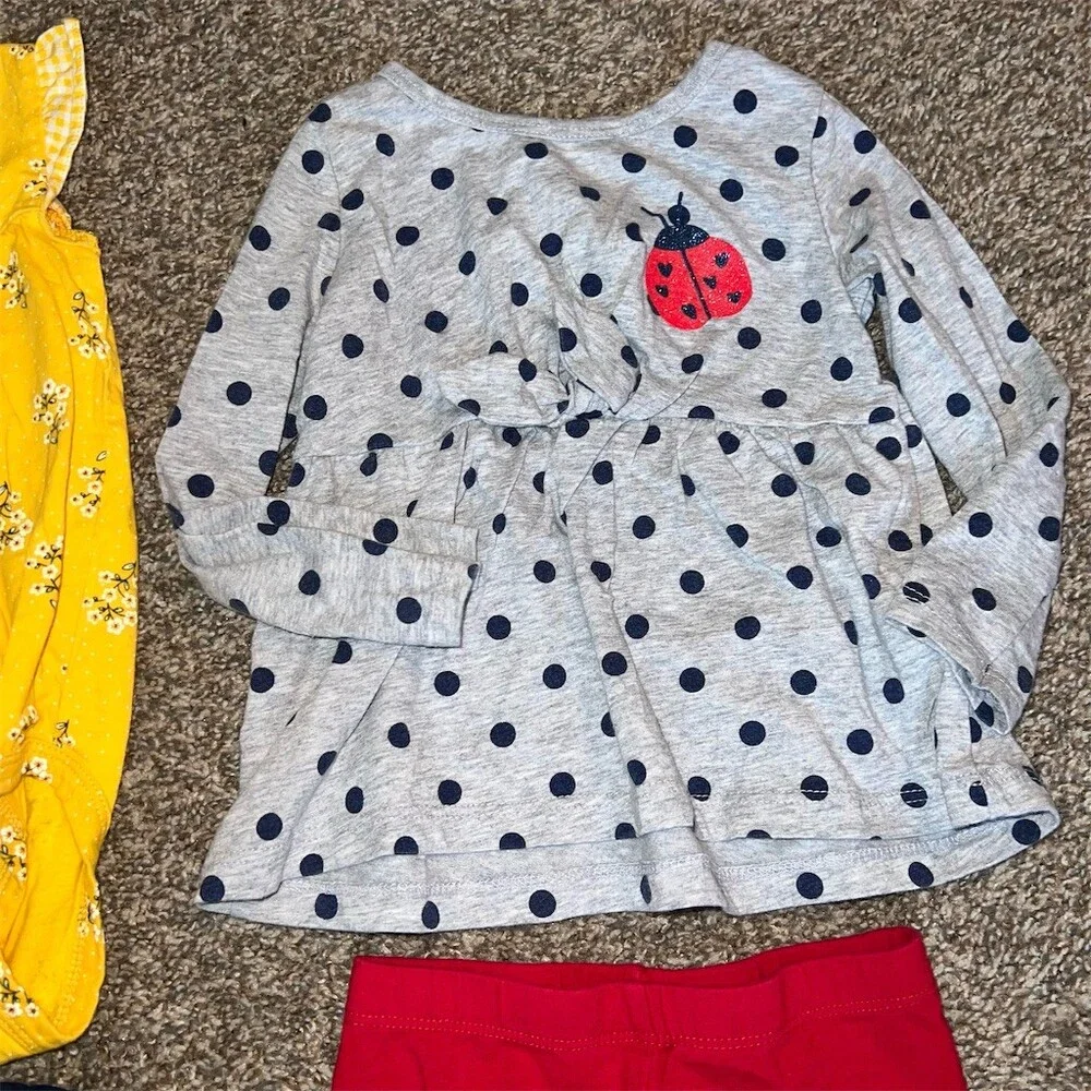 Girls 24M Clothing Bundle 6pc Carter's Cat & Jack Tops Dresses Leggings